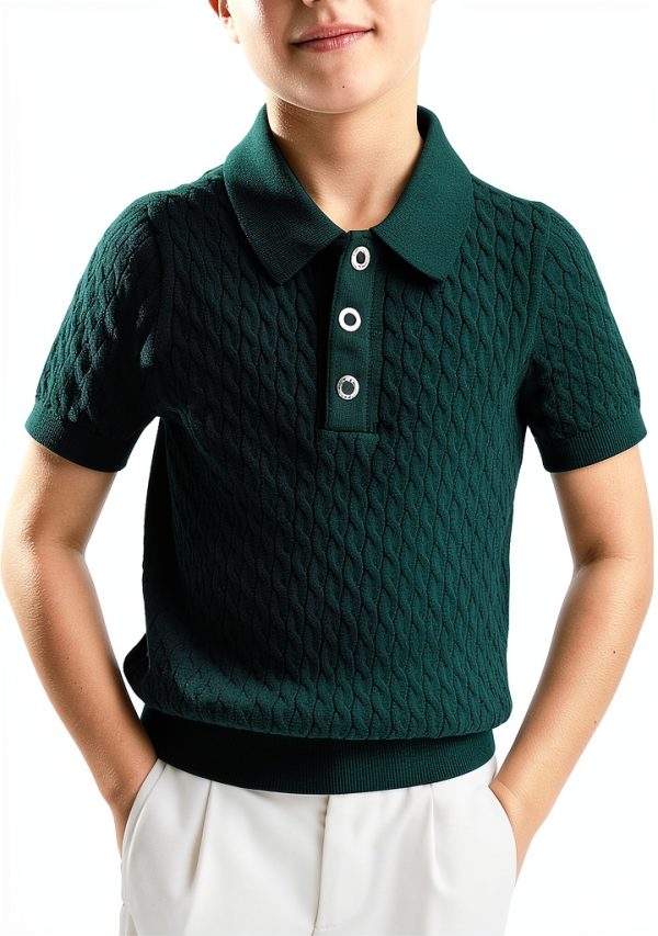 Boys Golf Polo Shirts Premium Knit Fabric-2