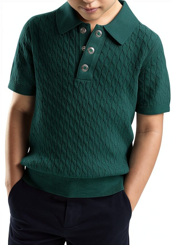 Boys Golf Polo Shirts Premium Knit Fabric-1