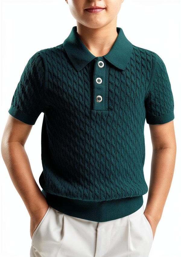 Boys Golf Polo Shirts Premium Knit Fabric-0