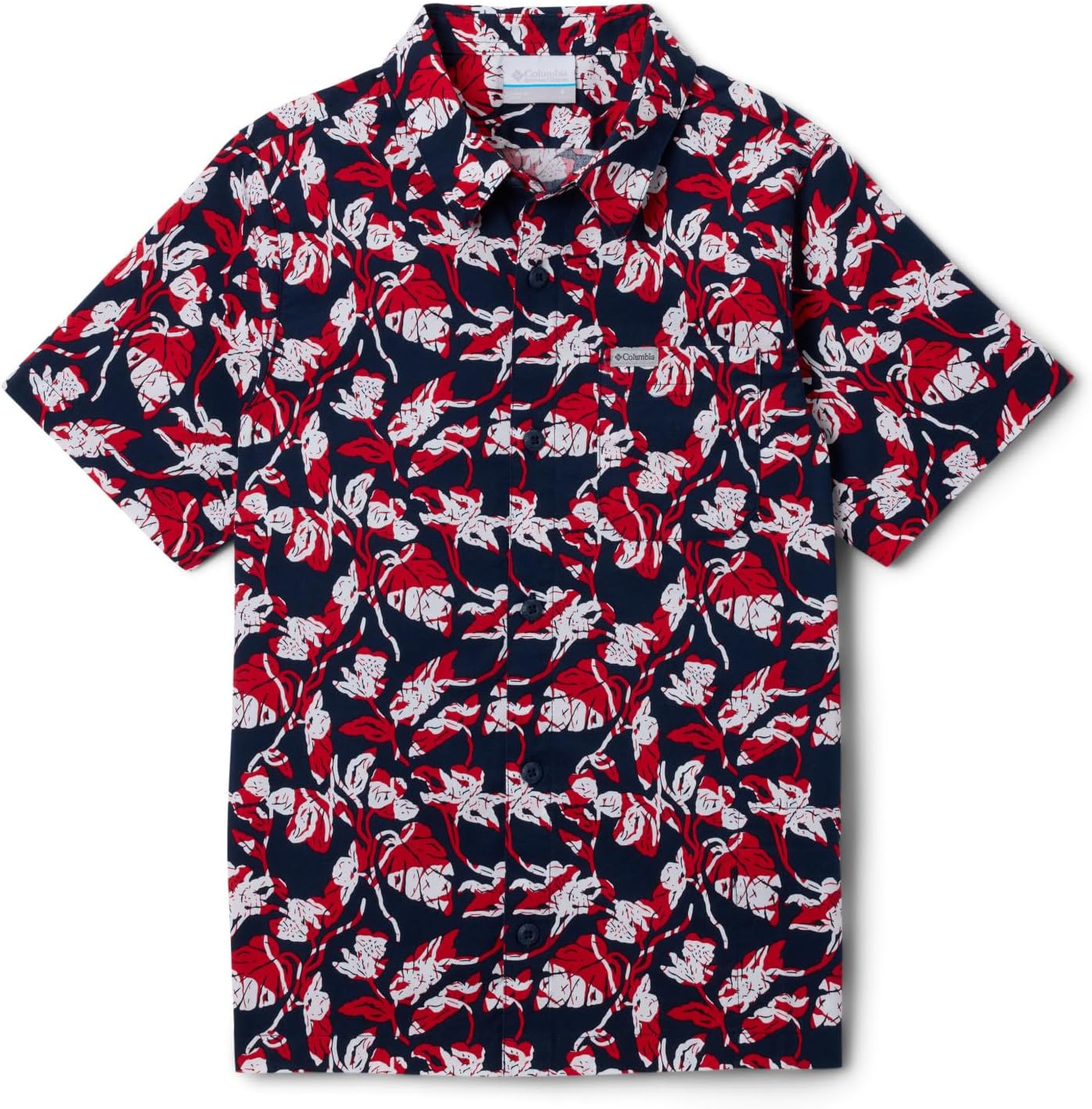 Columbia boys button down shirt on a playground