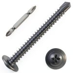 Mywish 100Pcs #10×2" Black Self Tapping Screws for Metal, 410 Black Metal Screw Oxide Stainless Steel Truss Head Self Drilling Screws High-Strength-0