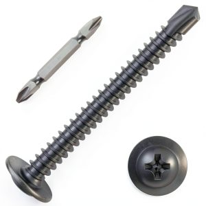 Mywish 100Pcs #10×2" Black Self Tapping Screws for Metal, 410 Black Metal Screw Oxide Stainless Steel Truss Head Self Drilling Screws High-Strength-0