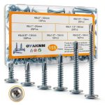 Sheet Metal Screws Assortment Kit,#8 Self-Tapping Screws Set for Metal,155pcs,6 Sizes(2'',1-1/2'',1'',3/4''，5/8'',1/2'')Modified Truss Head Zinc-Plated Self-Drilling Tek,for Wood,Metal,Plastic-0