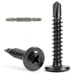 100Pcs #10 x 1-1/4" Self Drilling Screws for Metal,410 Stainless Steel Black Zinc Plated,Self Tapping Sheet Metal TEK Screws,Modified Truss Head-0