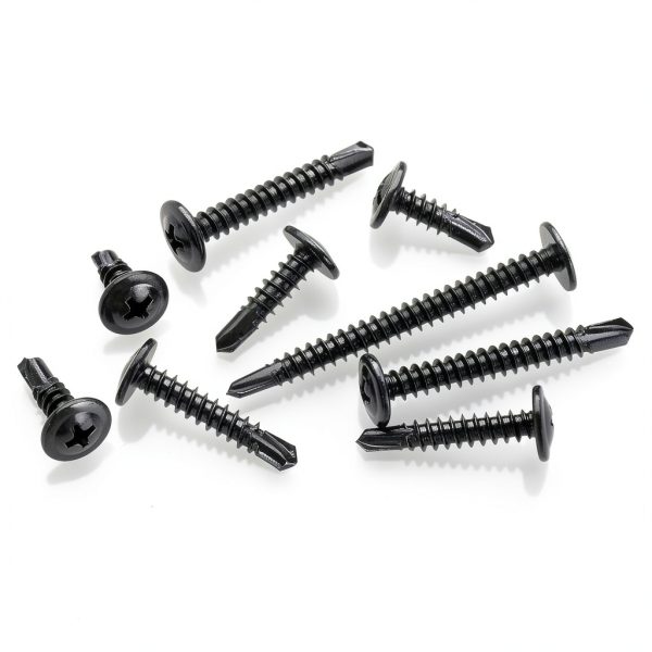 Mywish 100Pcs #10×2" Black Self Tapping Screws for Metal, 410 Black Metal Screw Oxide Stainless Steel Truss Head Self Drilling Screws High-Strength-3