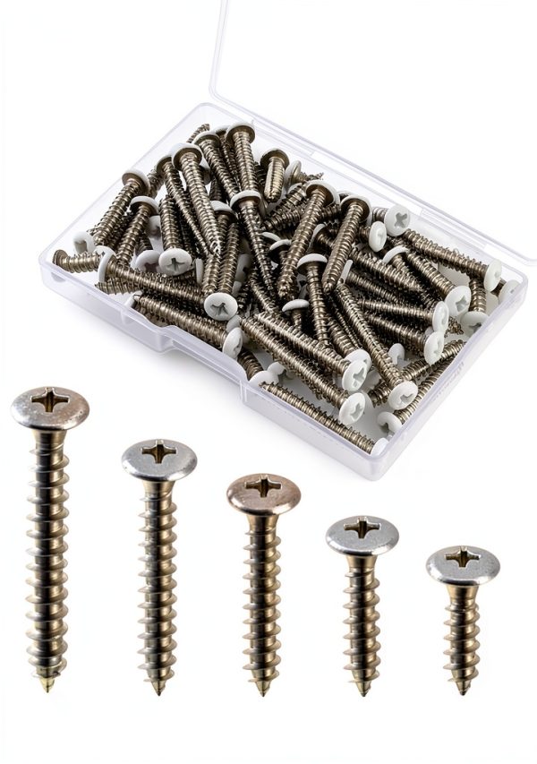 Funrous #8 White Pan Head Sheet Metal Self Tapping Screws 5 Sizes-0