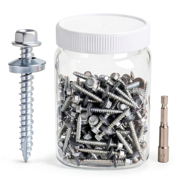 Metal Roofing Screws 150 Pcs #10x1-1/2 Galvanized Hex Head Self-Tapping Screws with EPDM Washer Sharp Point Metal to Wood Siding Corrugated Roofing Screws (Sliver)-0