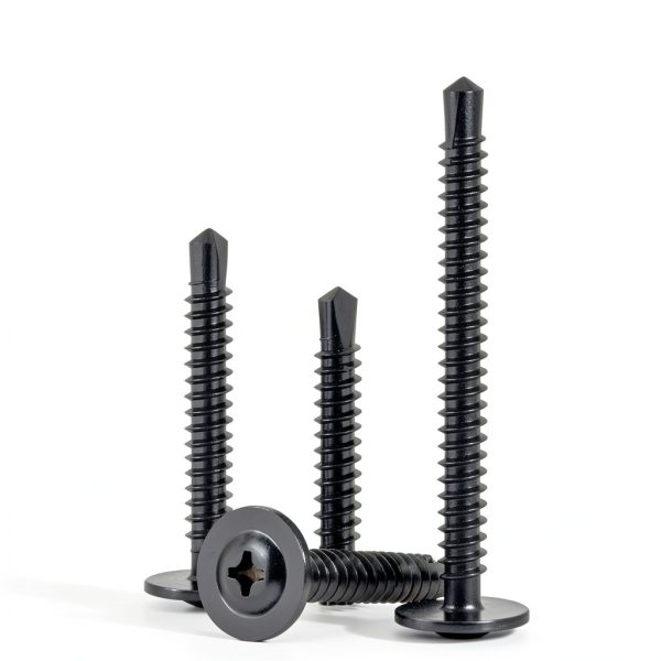 100Pcs #10 x 1-1/4" Self Drilling Screws for Metal,410 Stainless Steel Black Zinc Plated,Self Tapping Sheet Metal TEK Screws,Modified Truss Head-2