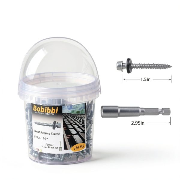 Metal Roofing Screws 10 x 1-1/2 inch Hex Head EPDM Washer Bobibbi-2