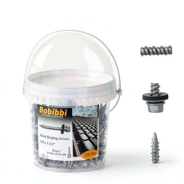 Metal Roofing Screws 10 x 1-1/2 inch Hex Head EPDM Washer Bobibbi-1