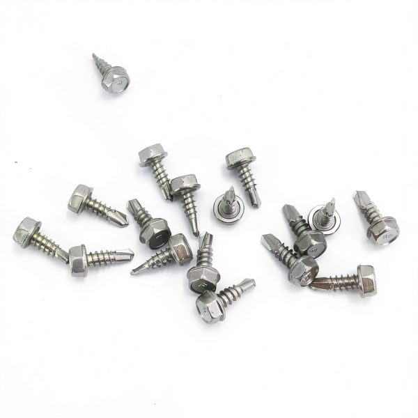 QSJ 120PCS #8 x 1/2'' Sheet Metal Screws 410 Stainless Steel Hex Washer Head Fast Self Tapping Screws with Screwdriver Bit Silver-2