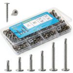 200PCS Sheet Metal Self-Drilling Screws Assortment Kit - #8 Truss Head Stainless Steel Self-Tapping Screws, 6 Sizes (1/2" to 1-1/2") for Sheet Metal, Auto & Roofing-0
